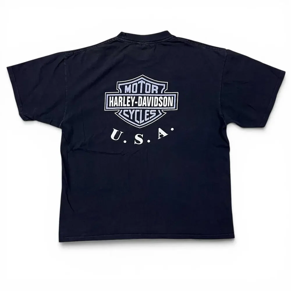 Vintage Harley Davidson USA Shield Motorcycles Biker T Shirt Essentials Black XL